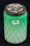 Satin glass diamond quilted powder jar