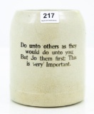 Stoneware mug with (amended) Bible verse