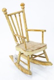 Painted wooden tall back doll rocker