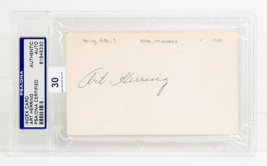 Art Herring Autographed Index Card, PSA/DNA