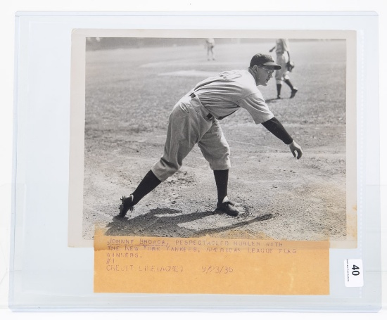 1936 Original Acme Photo Johnny Broaca, NY Yankees