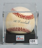 Al Barlick (HOF) Ump, Autographed Ball, PSA NM 7