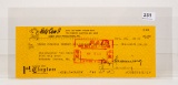 Bank Check Signed by Harry Caray, Oct. 30, 1970