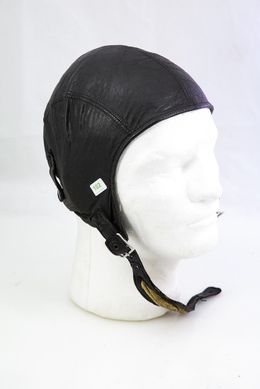 Black Leather Aviators Helmet