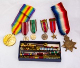 Six World War I and II Medals, Color Bars