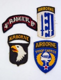 Lot of Four Army Airborne and Ranger Patches