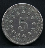 1868 Shield nickel, lightly circulated