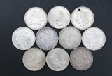 10 circulated 1921 Morgan dollars