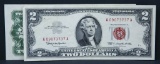 Pair: 1963 $2.00 Legal Tender notes