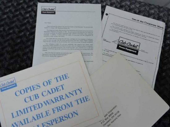 CUB CADET LETTER & ENVELOPE