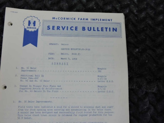 1959 SERVICE BULLETINS JAN TO DEC