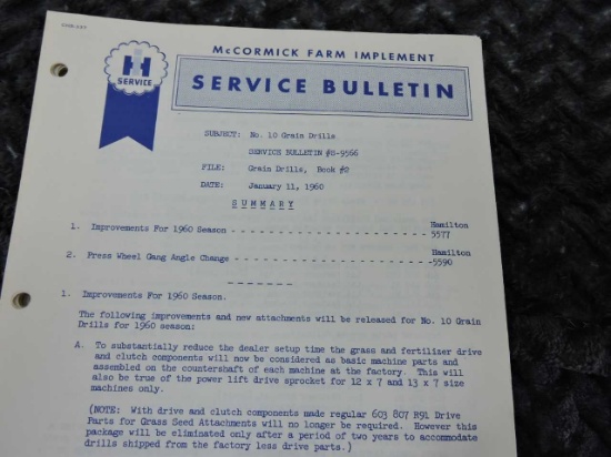 1960 SERVICE BULLETINS JAN TO DEC