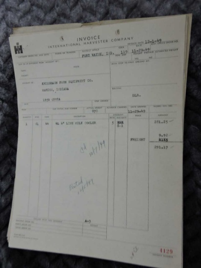1949 IH INVOICES