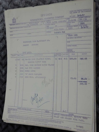 1947 IH INVOICES