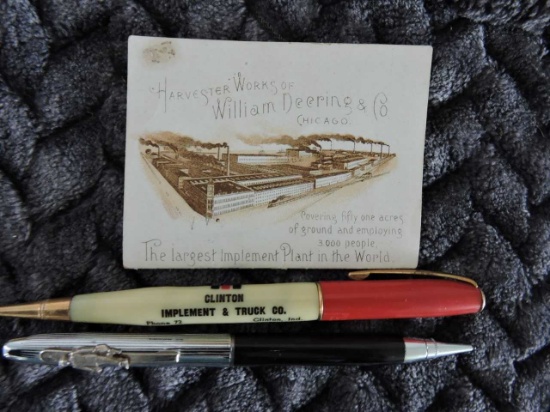 IH PEN CLINTON, IN, MECHANICAL PENCIL W/SALESMAN, SML BOOKLET