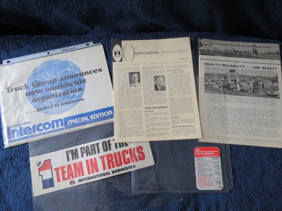 5 items-1979 New Truck Org, 1972 Newsletter, 1964 Org changes, bumper sticker & 1977 financials card
