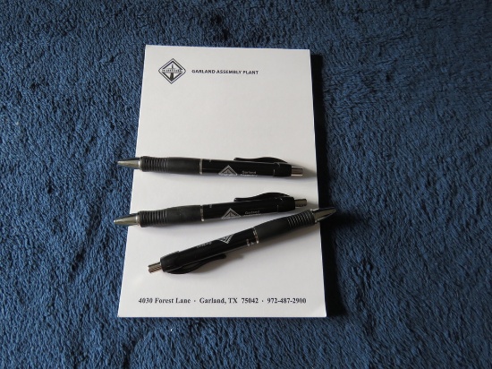 Garland Assembly Plant - notepad and 3 pens
