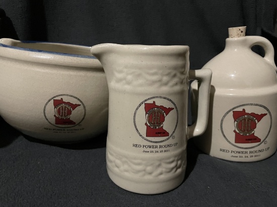 2011 Red Power RoundUp MN Red Wing pottery - 3 pieces in original boxes