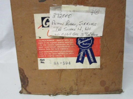 SET OF PISTON RINGS, SLEEVES FOR IH SUPER H OR HV W/ C164 GAS 3 9/16" BORE