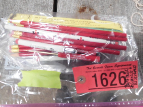 BAG OF MISC PENS, PENCILS & ICE SCRAPERS
