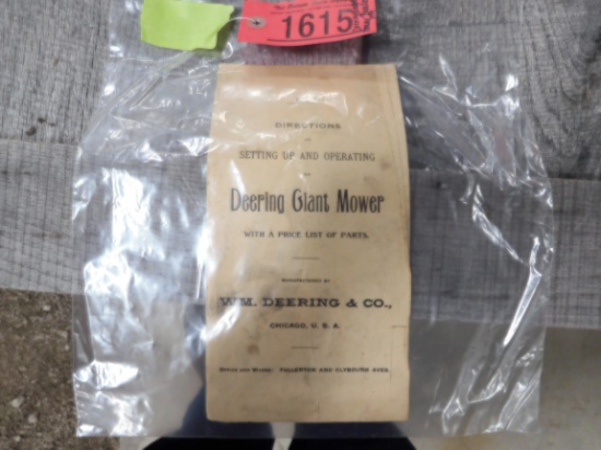 1894 DEERING GIANT MOWER BOOKLET