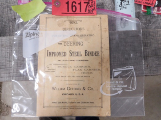1893 DEERING STEEL BINDER BOOKLET