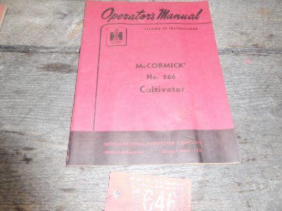 NO 266 CULTIVATOR OPERATOR MANUAL