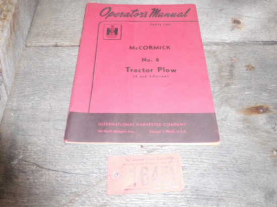 NO 8 TRACTOR PLOW OPERATOR MANUAL