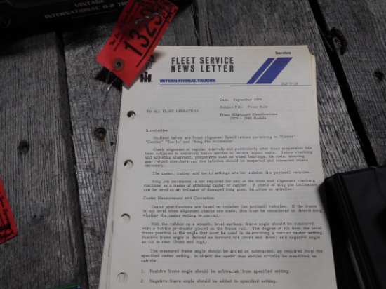 Truck Group Service Newsletter & Service Bulletins 1970's Melrose Park