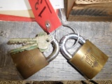2 padlocks w/keys & Credit Union deck of cards