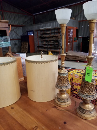 Antique Metal Torch Lamps With Shades