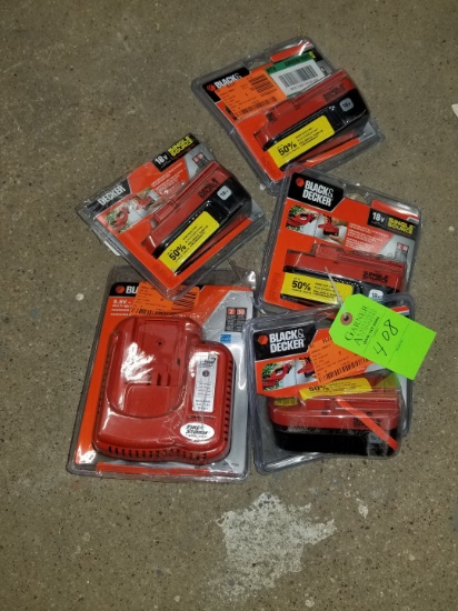 Black & Decker (4) Batteries And 1 Charger