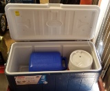 Coleman 100 Quart Cooler (missing Handle) & 2 Water Jugs