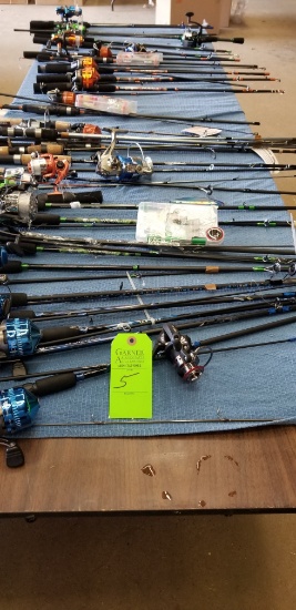 Large Lot Of Fishing Rods And Reels