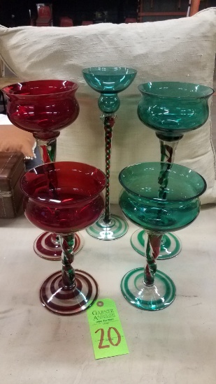 Art Blown Glass Made In Poland Giant Wine Glasses Centerpiece Candle Holder Candy Bowl