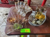 2 Baskets Of Glasses & 1 Basket Of Candle Holders