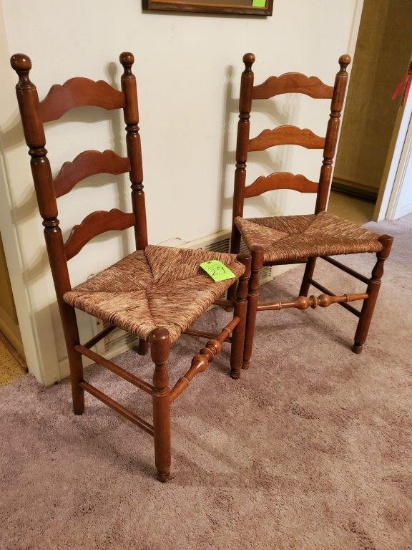 2 Ladder Back Rush Bottom Chairs