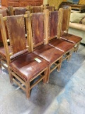 4 Leather Chairs With Cowhide