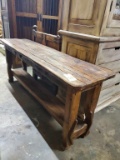 Rustic Sofa Table With 2 Drawers
