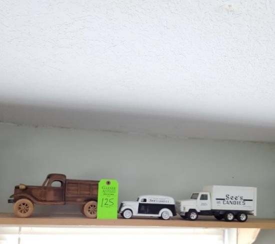 Wood Truck & 2 See's Candies Trucks