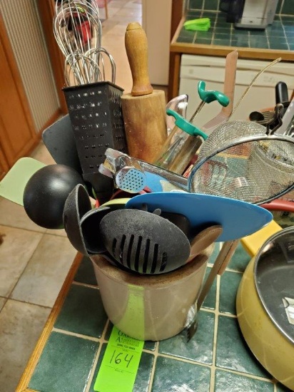 Crock with Kitchen Utensils