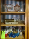 Glassware in Cabinet - Pink Glass Depression & Misc. Glassware