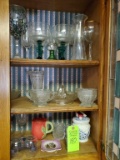 Glassware in Cabinet - Depression Glass & Misc. Glassware