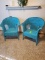 2 Blue Wicker Chairs
