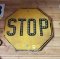 Vintage Yellow Stop Sign with Cat Eye Reflectors