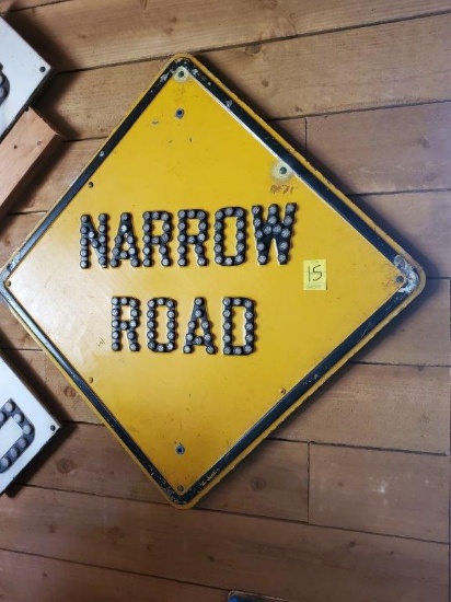 Narrow Road Street Sign with Cat Eye Reflectors
