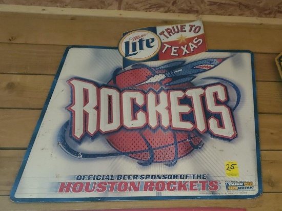 Miller Lite Houston Rockets Tin Sign