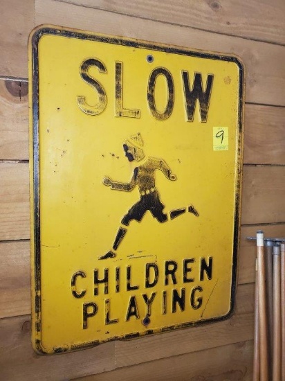 Vintage Slow Children Playing Street Sign