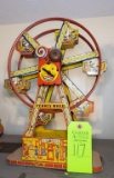 Rare Early 1930's J. Chein Tin Litho Wind-up Mechanical Ferris Wheel