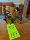 1940s Tin Litho Railroad Handcart Wind Up Toy